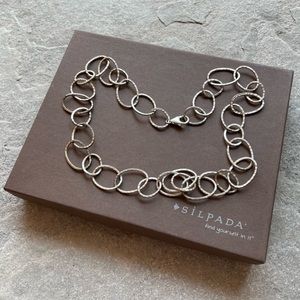SILPDADA Sterling Silver Hammered Link Necklace N1801